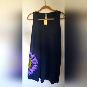 Instant Message. XL. Black with purple daisy.